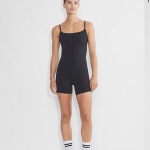 Aritzia Divinity Romper (Black Fitted Spaghetti-Strap Romper)